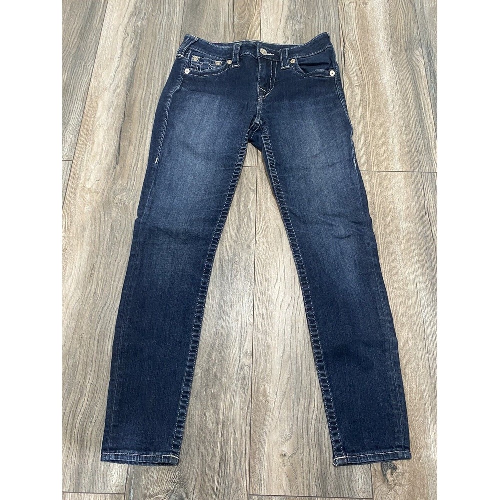 True Religion Womans Ankle Slit Halle Mid Rise Super Skinny Jeans size 27